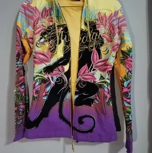 Christian audigier ピンクレディースパーカー Ed Hardy by Christian Audigier Pink Tiger Zip Up Jacket | eBay